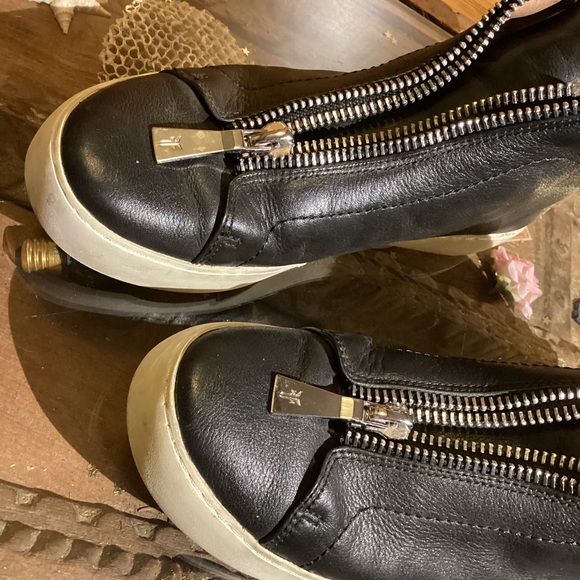 Frye Lena Black Leather Zip Hightop Sneakers - Picture 3 of 4